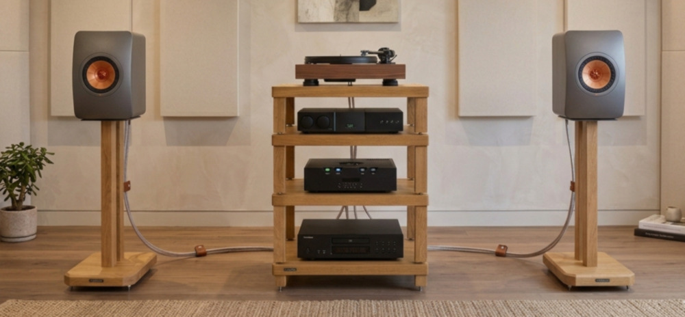 Atacama Apollo Duet stands with LS50 speakers