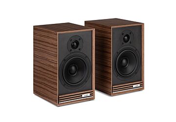 Ruark Audio Sabre-R bookshelf speakers fused walnut - grilles off