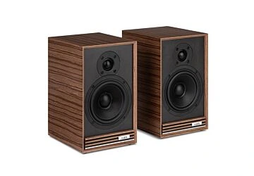 Ruark Audio Sabre-R bookshelf speakers fused walnut - grilles off