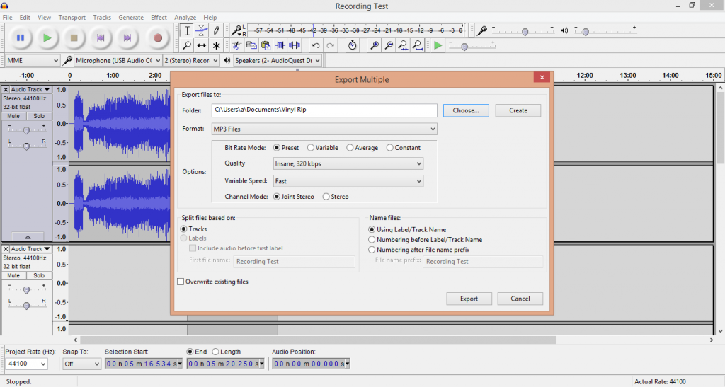 Audacity Export