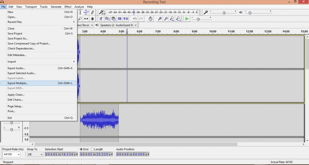 Export Multiple Audacity