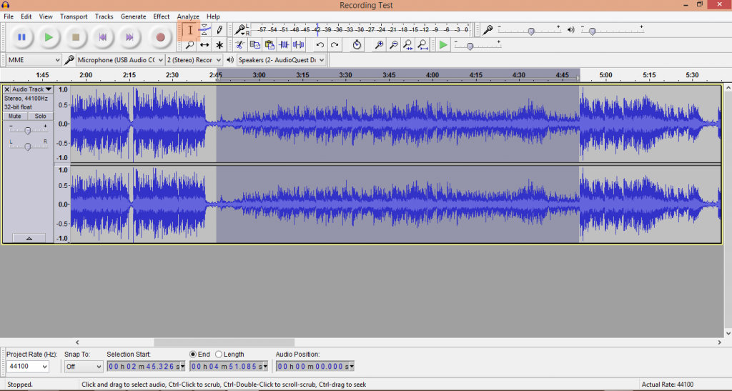 Select Track Audacity