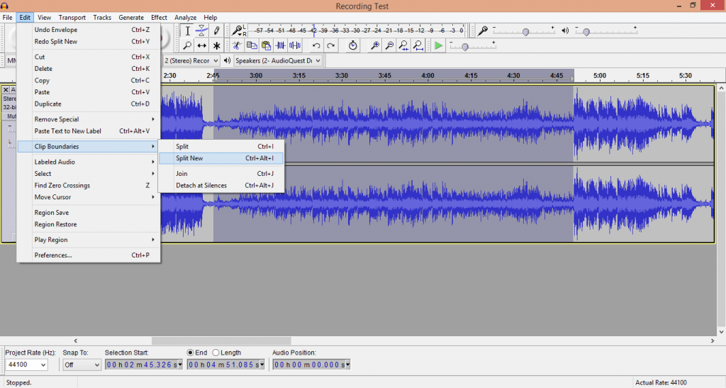 Split New Audacity